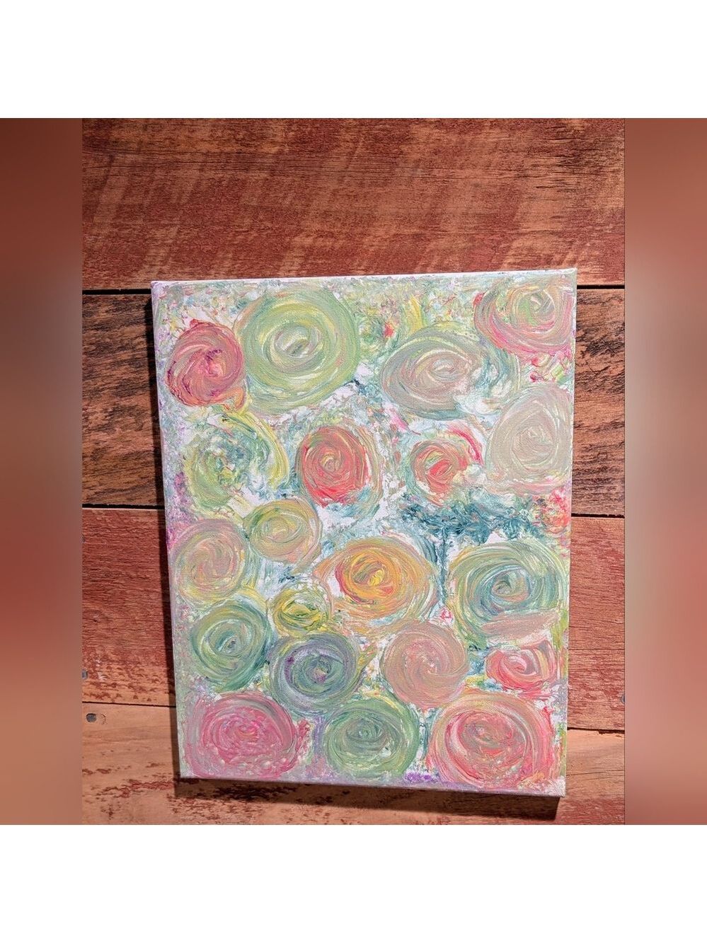 Abstract Swirl Floral Canvas Wall Art - Pastel Green, Pink & Cream